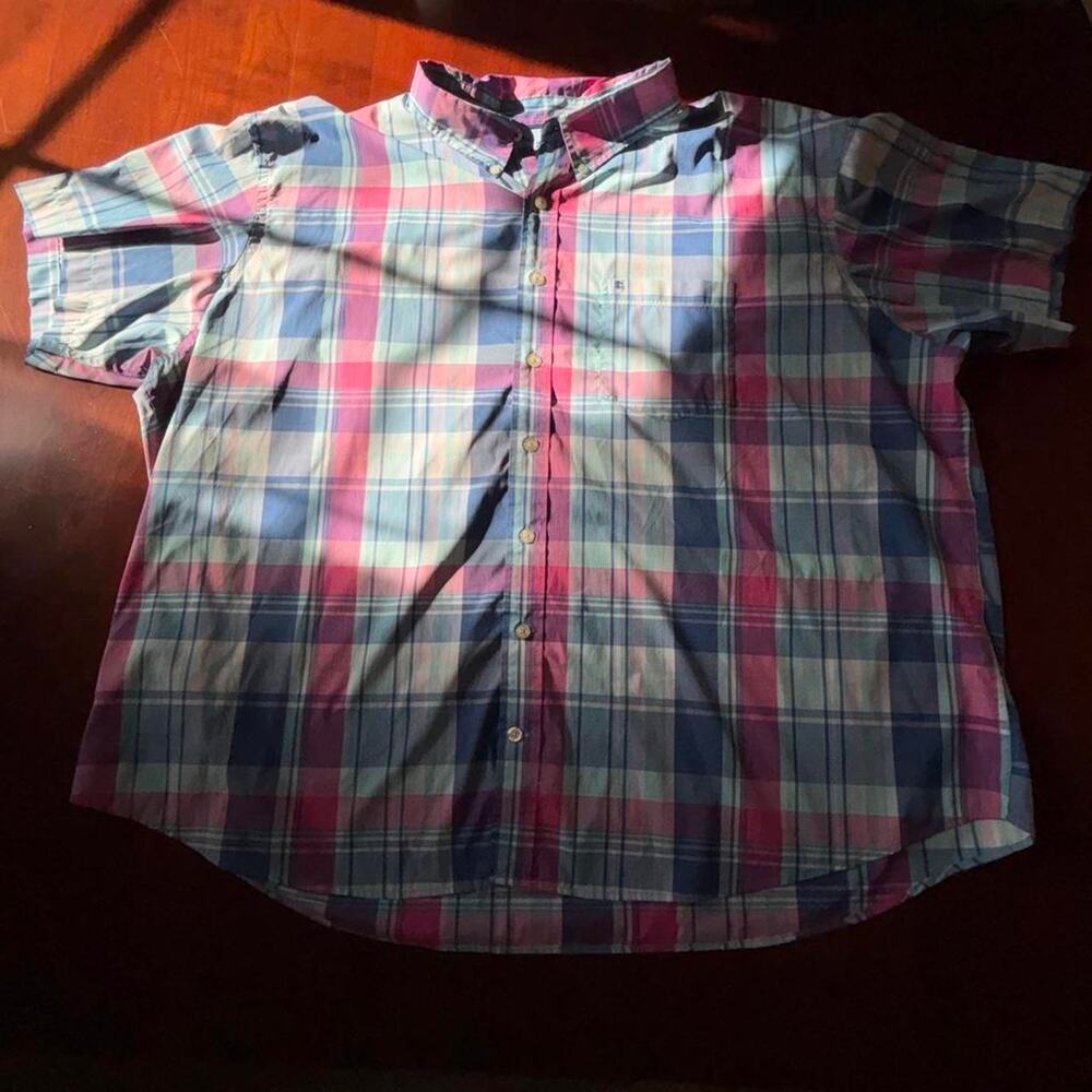 Izod mens plaid short sleeve button-up shirt BIG & TALL sz 4XL